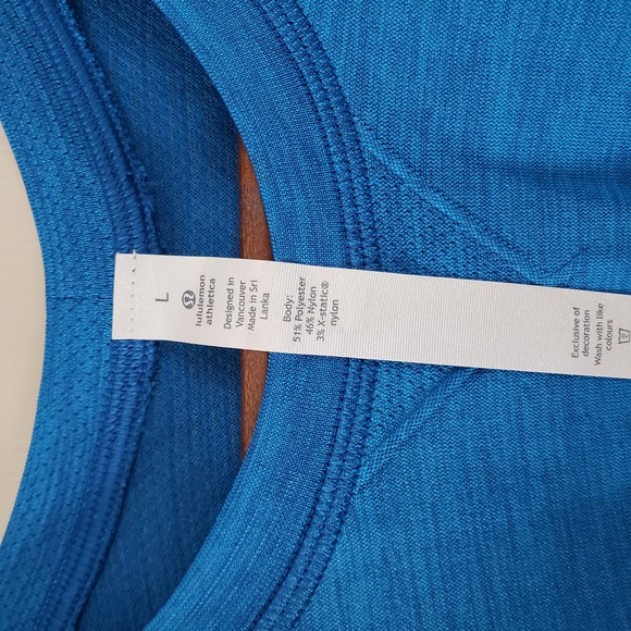 LULULEMON Blue Metal Vent Tech Short Sleeve Tee Shirt Crew Neck Top Larg… - Picture 4 of 4